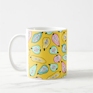 Tropical fruits print pattern illustration coffee mug