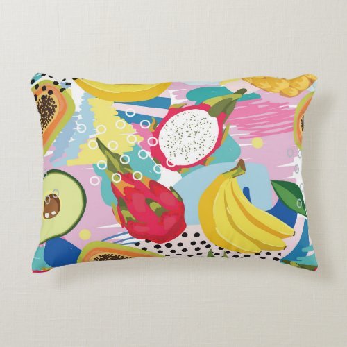 Tropical Fruits Seamless Vintage Pattern Accent Pillow