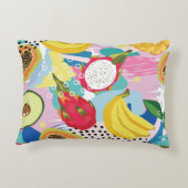 Tropical Fruits, Seamless Vintage Pattern. Accent Pillow (Back)
