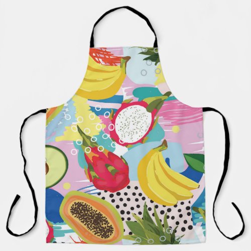 Tropical Fruits Seamless Vintage Pattern Apron