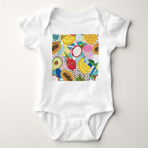 Tropical Fruits Seamless Vintage Pattern Baby Bodysuit