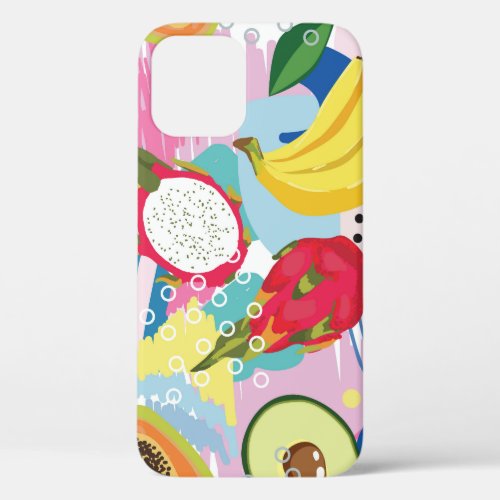 Tropical Fruits Seamless Vintage Pattern iPhone 12 Case