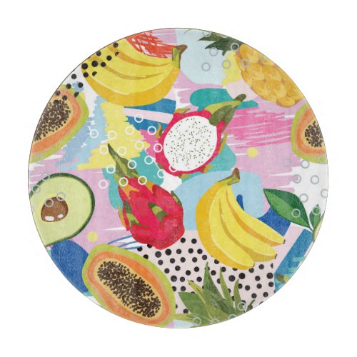 Tropical Fruits Seamless Vintage Pattern Cutting Board