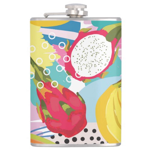 Tropical Fruits Seamless Vintage Pattern Flask