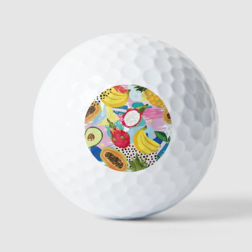 Tropical Fruits Seamless Vintage Pattern Golf Balls
