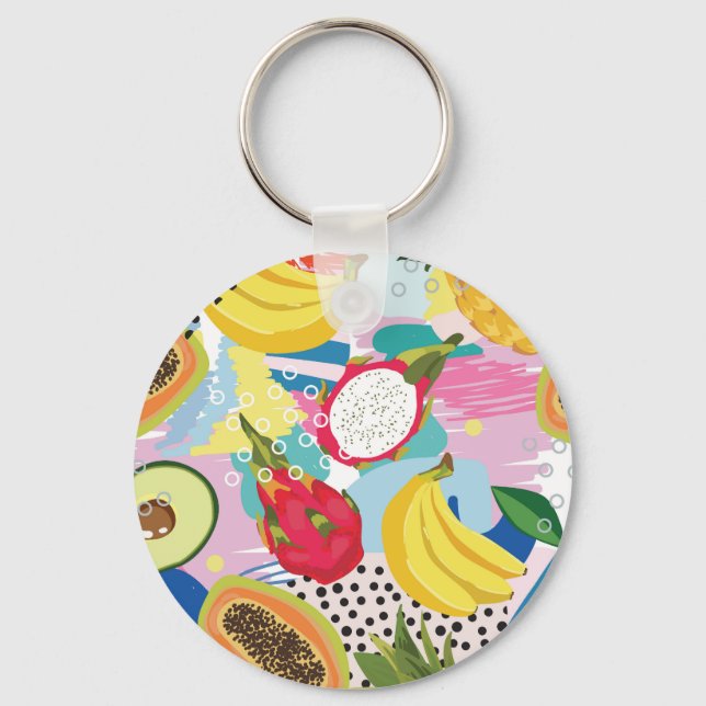 Tropical Fruits, Seamless Vintage Pattern. Keychain (Front)