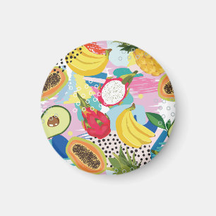 Tropical Fruits, Seamless Vintage Pattern. Magnet