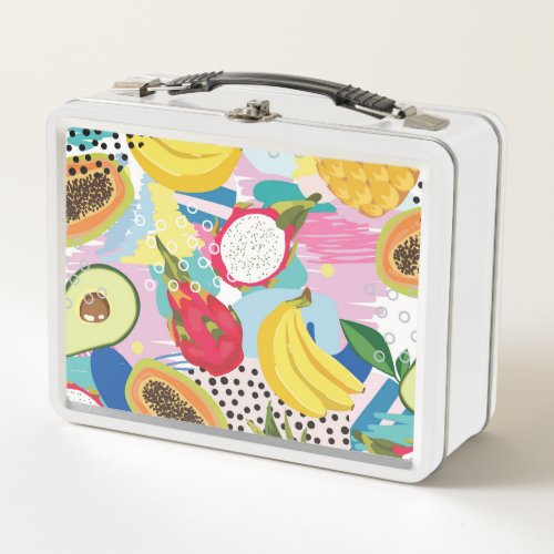 Tropical Fruits Seamless Vintage Pattern Metal Lunch Box