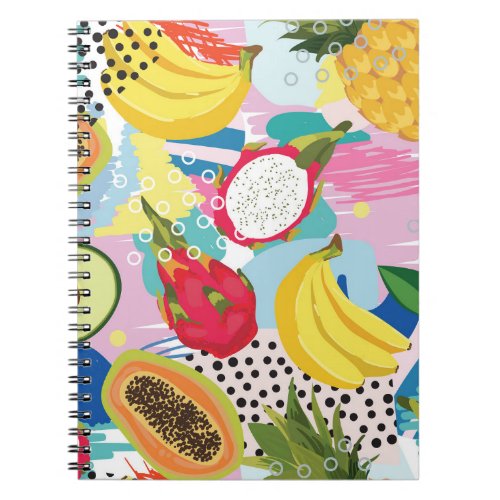 Tropical Fruits Seamless Vintage Pattern Notebook