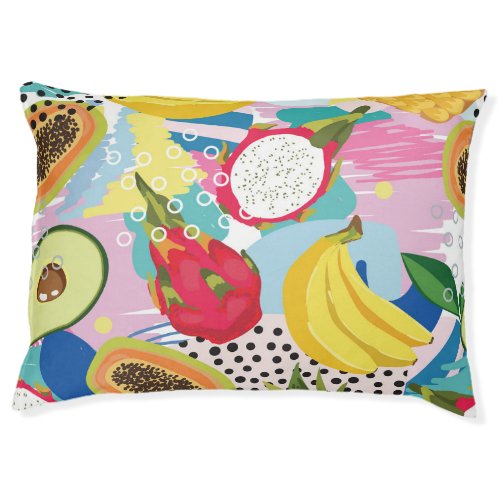 Tropical Fruits Seamless Vintage Pattern Pet Bed