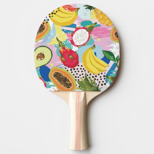 Tropical Fruits Seamless Vintage Pattern Ping Pong Paddle