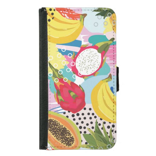 Tropical Fruits Seamless Vintage Pattern Samsung Galaxy S5 Wallet Case