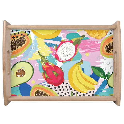 Tropical Fruits Seamless Vintage Pattern Serving Tray