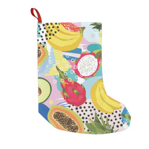 Tropical Fruits Seamless Vintage Pattern Small Christmas Stocking