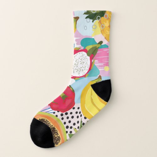 Tropical Fruits Seamless Vintage Pattern Socks