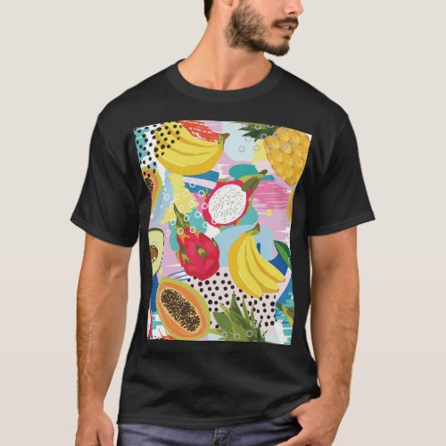 Tropical Fruits Seamless Vintage Pattern T_Shirt