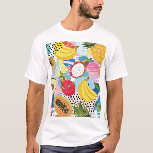 Tropical Fruits Seamless Vintage Pattern T_Shirt