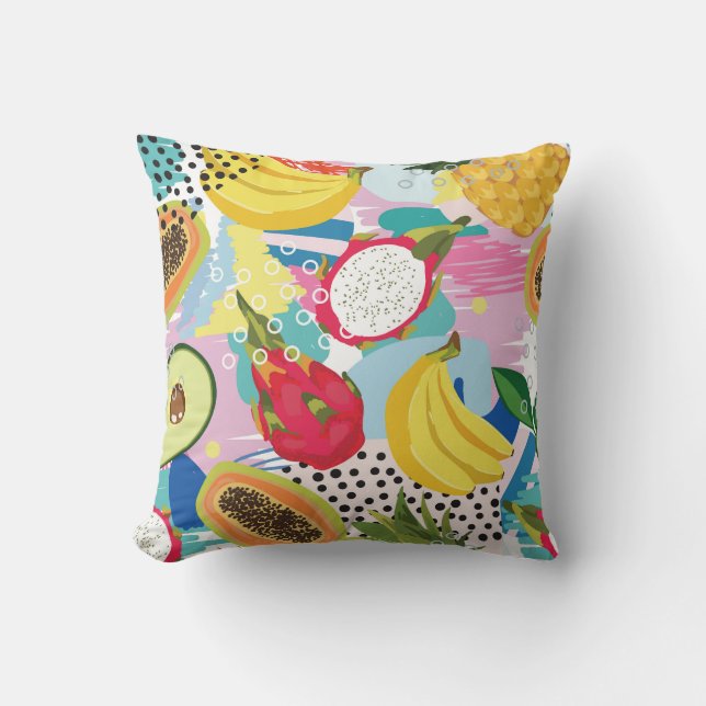 Tropical Fruits, Seamless Vintage Pattern. Throw Pillow (Front)