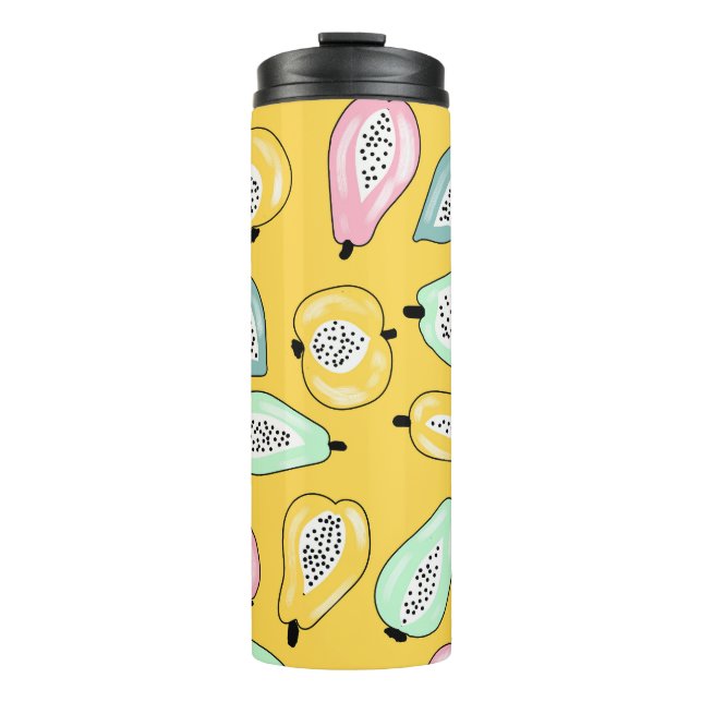 Tropical Fruits: Vibrant Print Pattern Thermal Tumbler (Front)