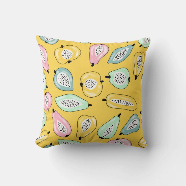Tropical Fruits: Vibrant Print Pattern Throw Pillow (Front)