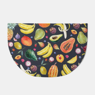 Tropical Fruits: Watercolor Multifruit Pattern. Doormat
