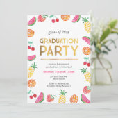 Tropical Fruity Kids Graduation party Invitation (Standing Front)