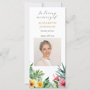 Tropical Funeral Memorial Prayer Poem Photo Card