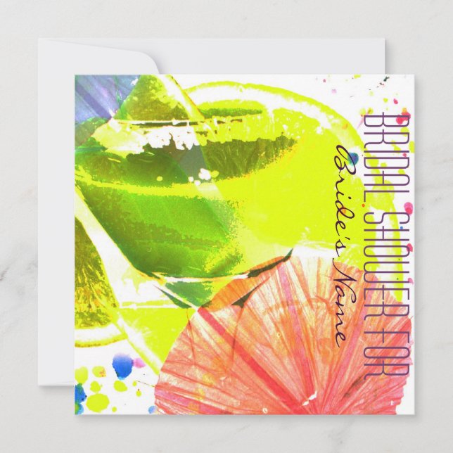 Tropical funky Cocktail glass bridal shower invite (Front)