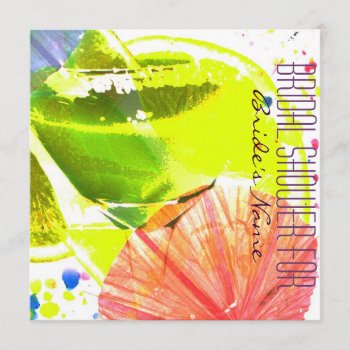 Tropical Funky Cocktail Glass Bridal Shower Invite by justbecauseiloveyou at Zazzle