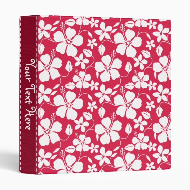 Tropical Fuschia Floral Pattern 3 Ring Binder (Front/Spine)