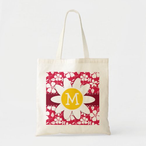 Tropical Fuschia Hibiscus Daisy Tote Bag