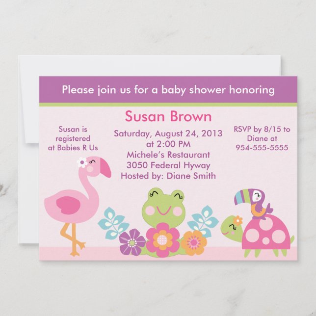 Tropical Garden/Animals Baby Shower Invitation (Front)