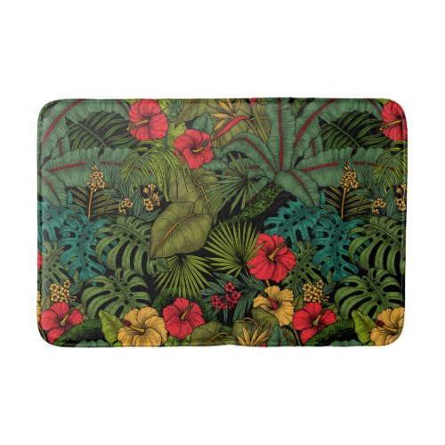 Tropical garden bath mat