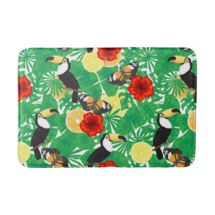 Tropical garden bath mat
