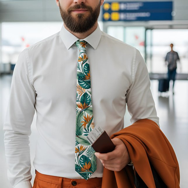 Tropical garden bird of paradise  neck tie (Creator Uploaded)
