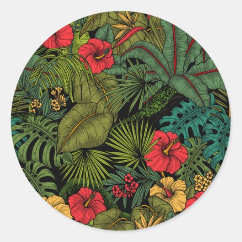 Tropical garden classic round sticker