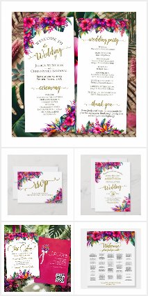 Tropical Garden Colorful Hibiscus Wedding Suite