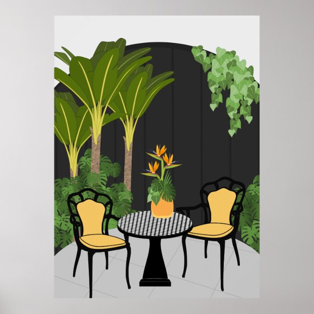 Tropical Garden Courtyard Poster (Front)