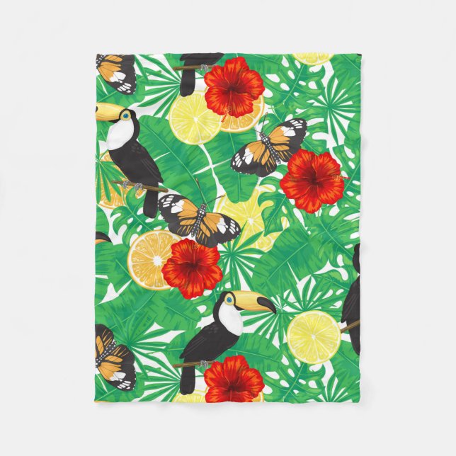 Tropical garden fleece blanket (Front)