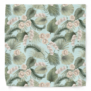 Tropical Garden Floral Orchid & Palm Pattern Bandana