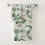 Tropical Garden Floral Orchid &amp; Palm Pattern Bath Towel Set
