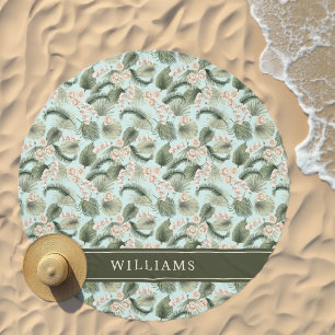 Tropical Garden Floral Orchid & Palm Pattern Beach Towel