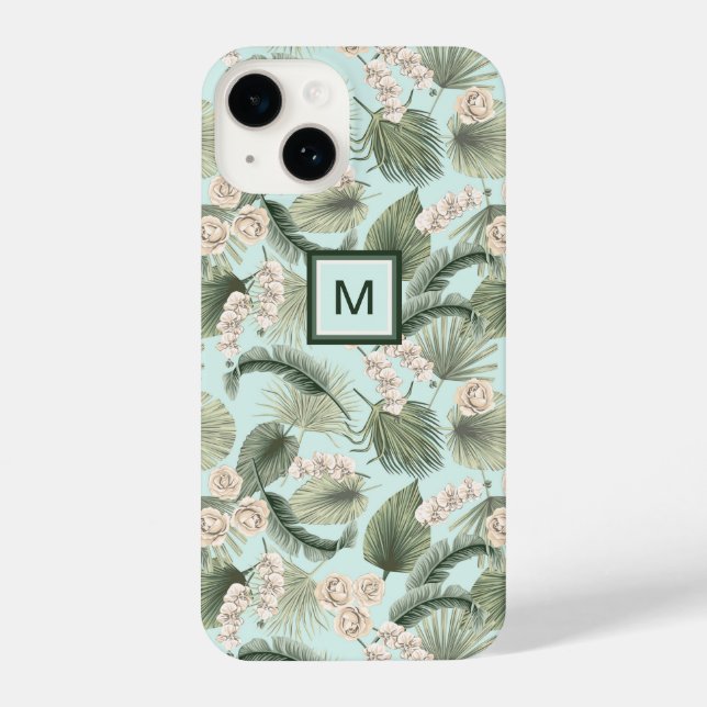 Tropical Garden Floral Orchid & Palm Pattern iPhone Case (Back)