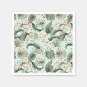 Tropical Garden Floral Orchid & Palm Pattern Napkins