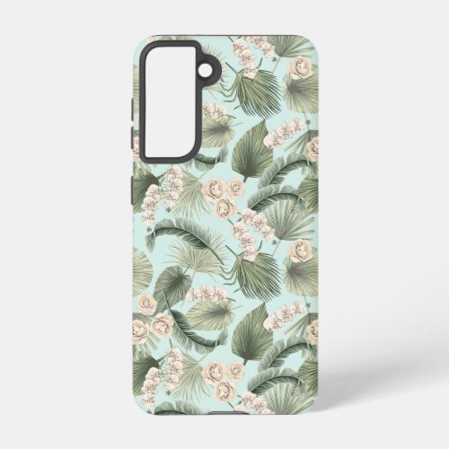 Tropical Garden Floral Orchid  Palm Pattern Samsung Galaxy S21 Case