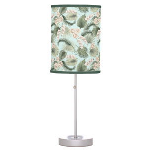 Tropical Garden Floral Orchid & Palm Pattern Table Lamp