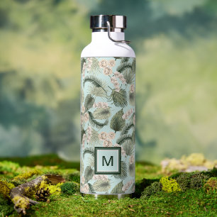 Tropical Garden Floral Orchid & Palm Pattern Water Bottle