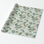 Tropical Garden Floral Orchid &amp; Palm Pattern Wrapping Paper
