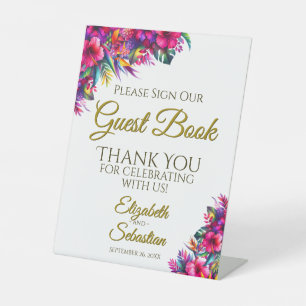 Tropical Garden Floral Please Sign Our Guest Book