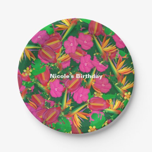 Tropical Garden Floral Tropical Party Plates